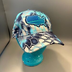 KRYPTEK Pontus NWT HAT Abstract camouflage blue adjustable cap American flag.